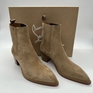 Christian Louboutin Tan Suede Ankle Boots